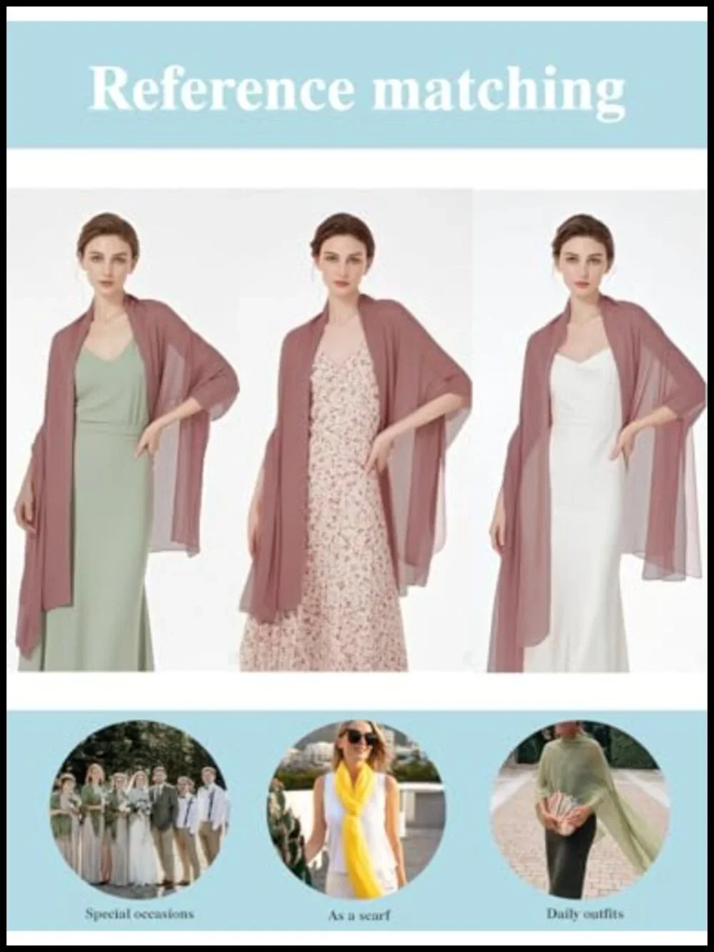 Soft Chiffon Wrap Shawl for Wedding Formal Evening Dress